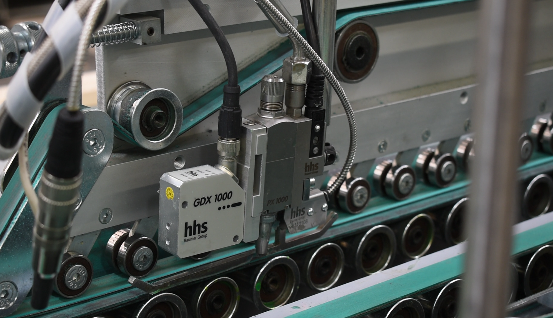 Close-up detail of barcode scanning machinery