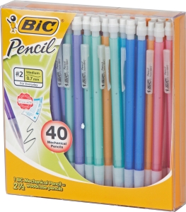 BIC mechanical pencils in clear retail packaging